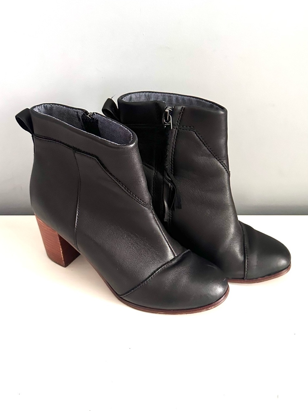 Toms - Women’s, Black, Leather, Lunata, Heeled Boots, Size 7, EUC
